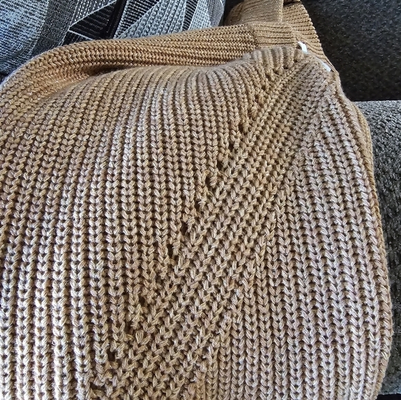 H&M Sweater Womens Sz L Brown  Oversized Relaxed Fit Open Knit Grunge Academia - Picture 10 of 11